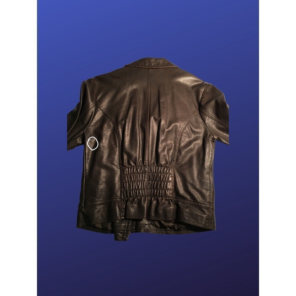 SAY WHAT? Faux Leather Cropped Moto Biker Jacket, BROWN, Women’s L, VGUC - Picture 10 of 12